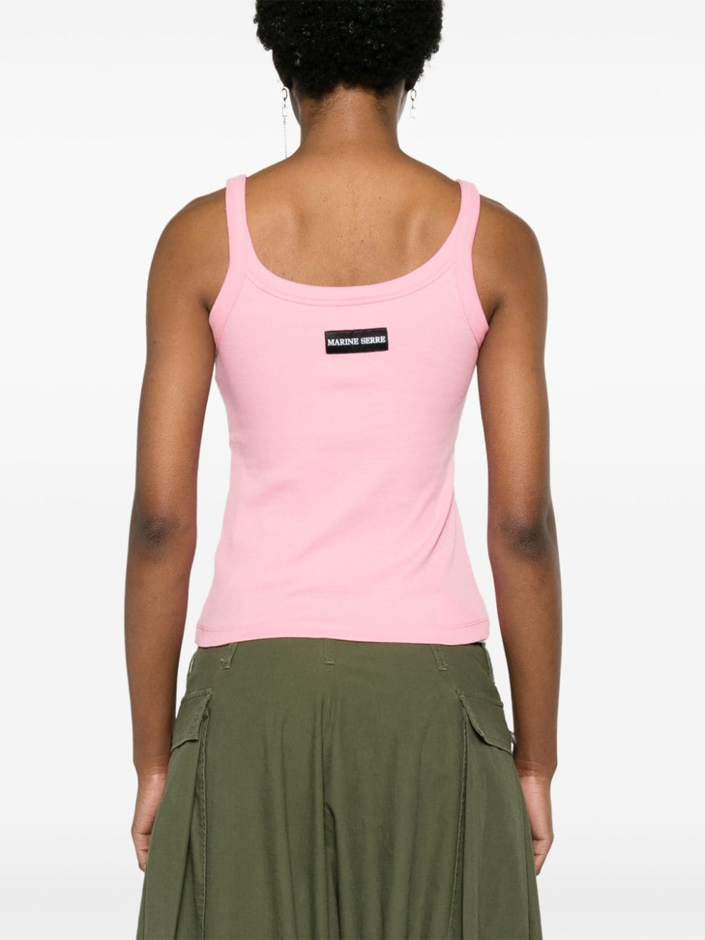 Shop Marine Serre Logo-embroidered Tank Top In Pink