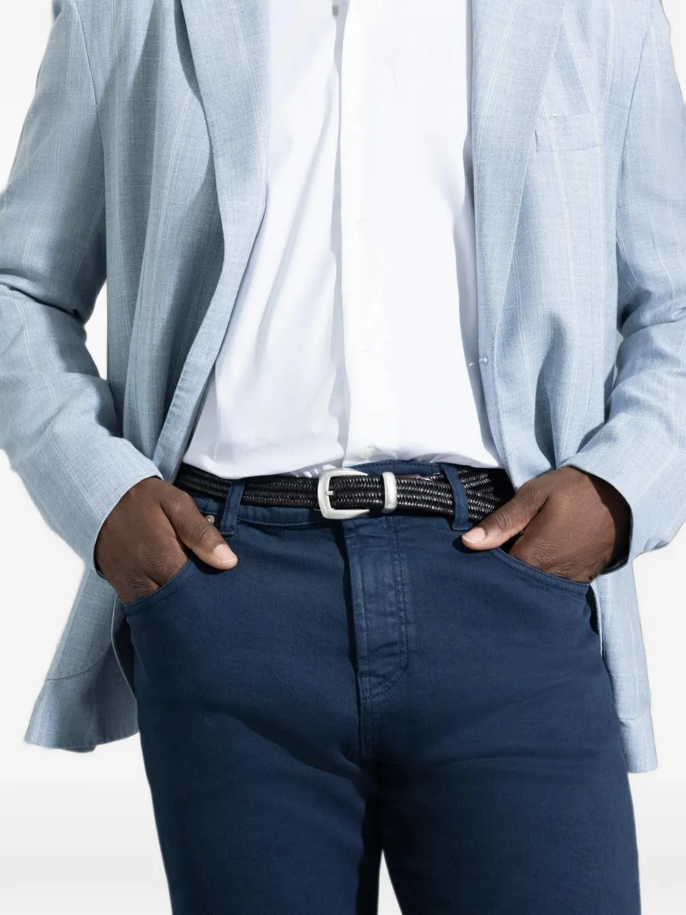 Eleventy waxed twisted leather belt - Marrone