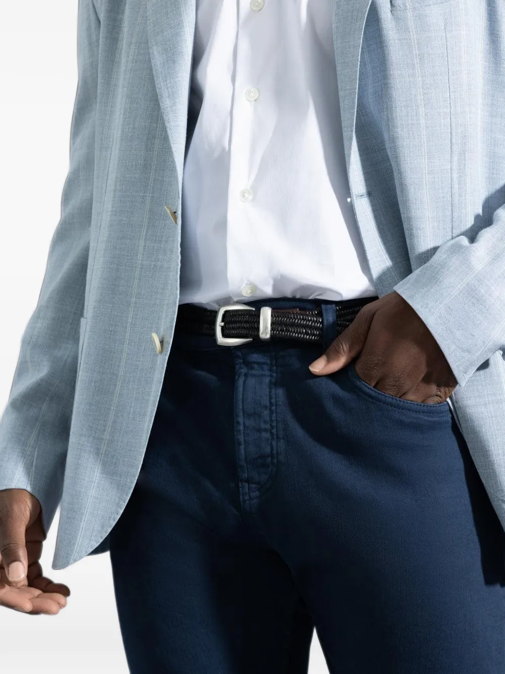 Eleventy Gewaxte leren riem met gedraaid detail Bruin
