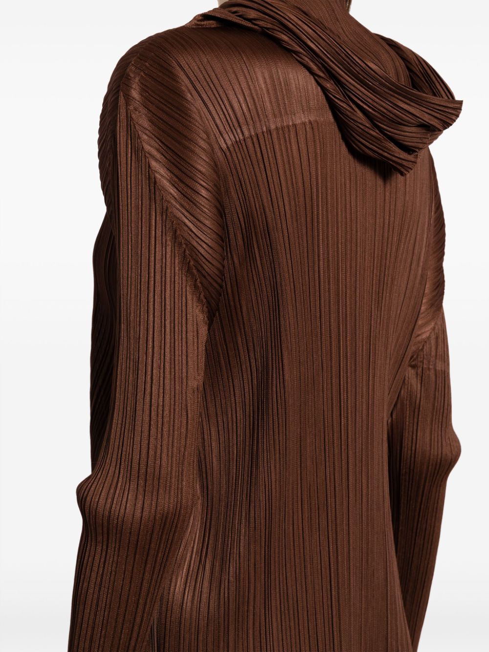 Shop Issey Miyake High-neck Pleated Dress In Brown