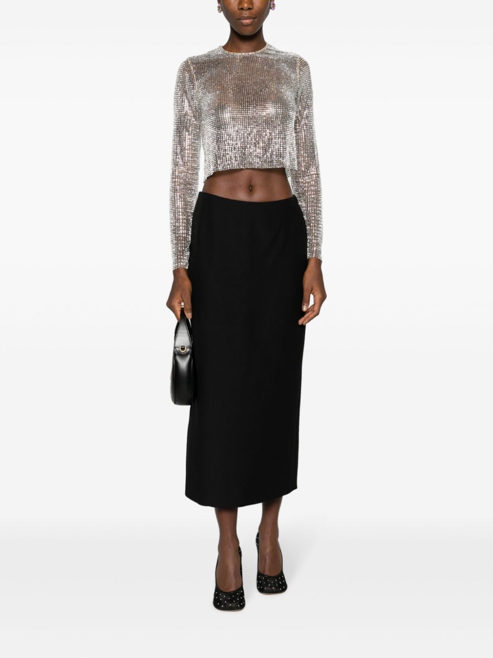 Gucci crystal-embellished cropped top - Zilver