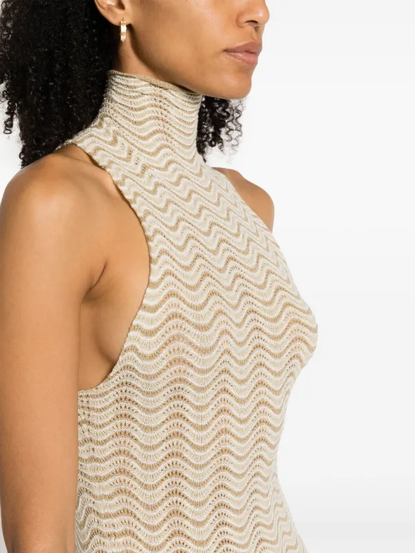 Isa Boulder Cactus pointelle-knit Midi Dress Neutrals FARFETCH CH