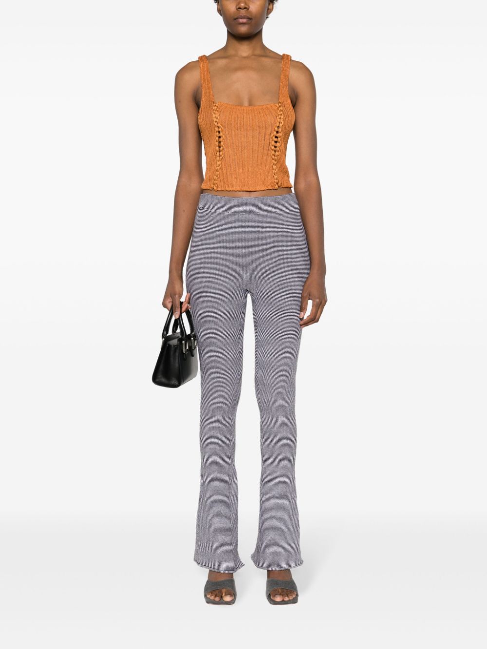 Isa Boulder square-neck knitted cropped top - Oranje
