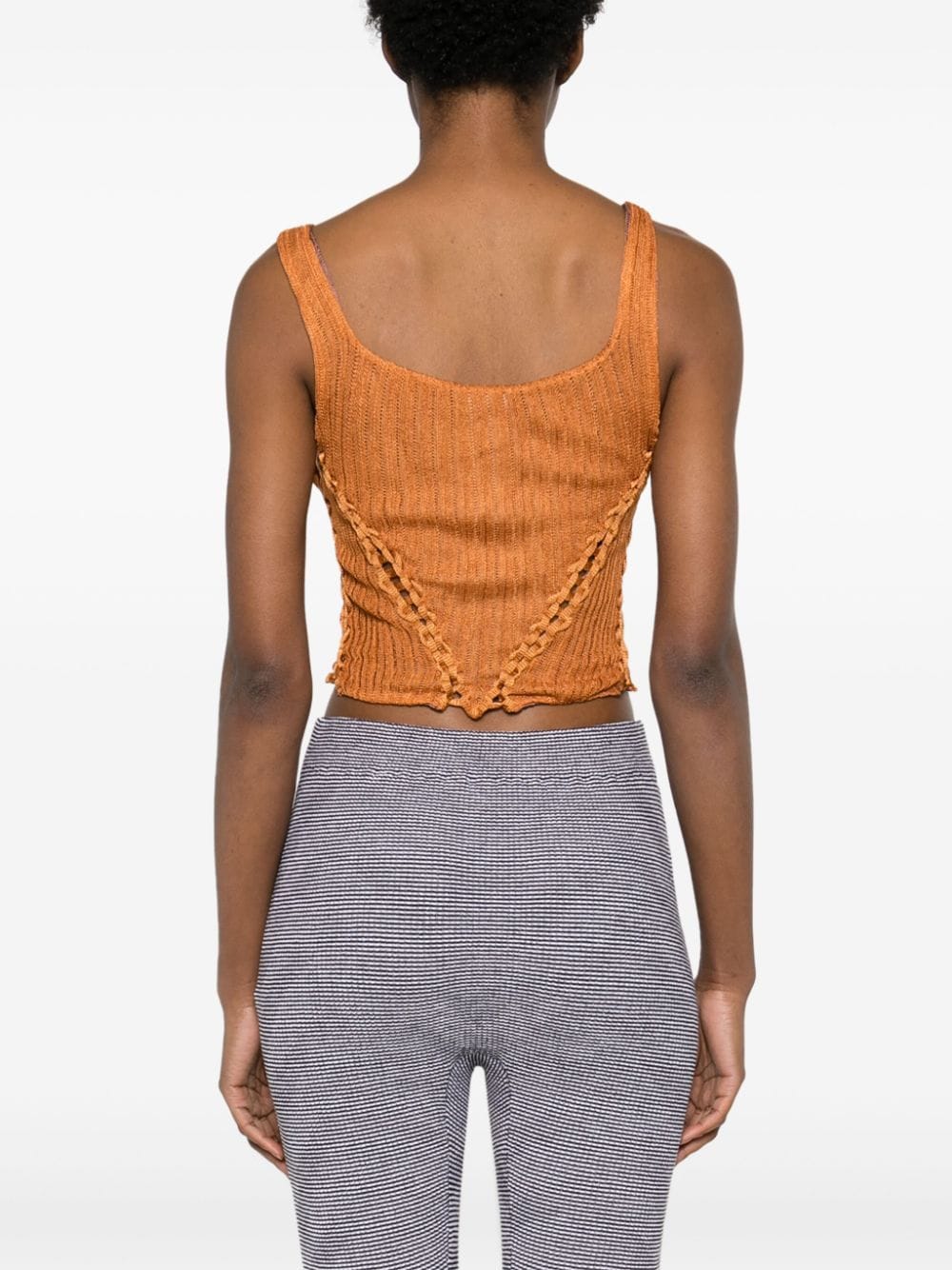 Shop Isa Boulder Square-neck Knitted Cropped Top In Orange
