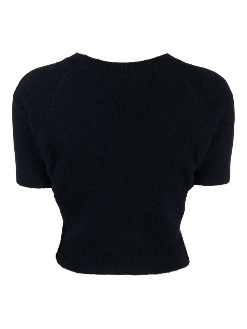 Shop Auralee Milled Knitted Cropped T-shirt In Blue
