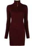 Patou half-zip ribbed-knit minidress - Red