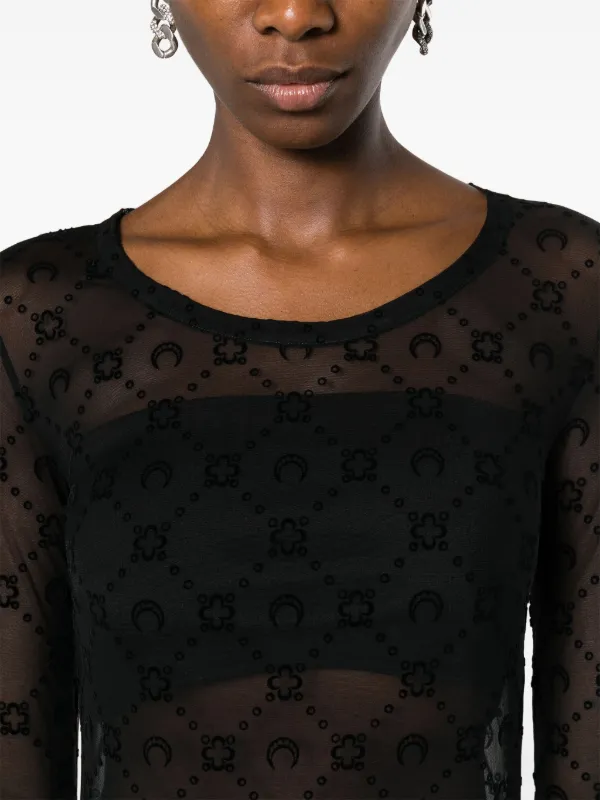 【Marine Serre】ブラック ムーングラム メッシュ ミディドレス Marine Serre Moonogram Mesh Dress | Black | FARFETCH