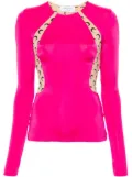 Marine Serre Regenerated draped long-sleeve top - Pink
