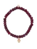 Sydney Evan 14kt yellow gold ruby Hamsa bracelet - Purple