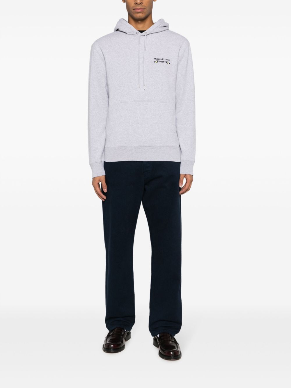 Maison Kitsuné Oars logo-embroidered Cotton Hoodie - Farfetch