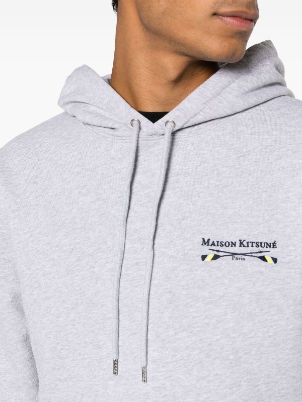 Maison Kitsuné Oars logo-embroidered Cotton Hoodie - Farfetch