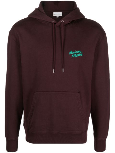 Maison Kitsune logo-embroidered cotton hoodie Men