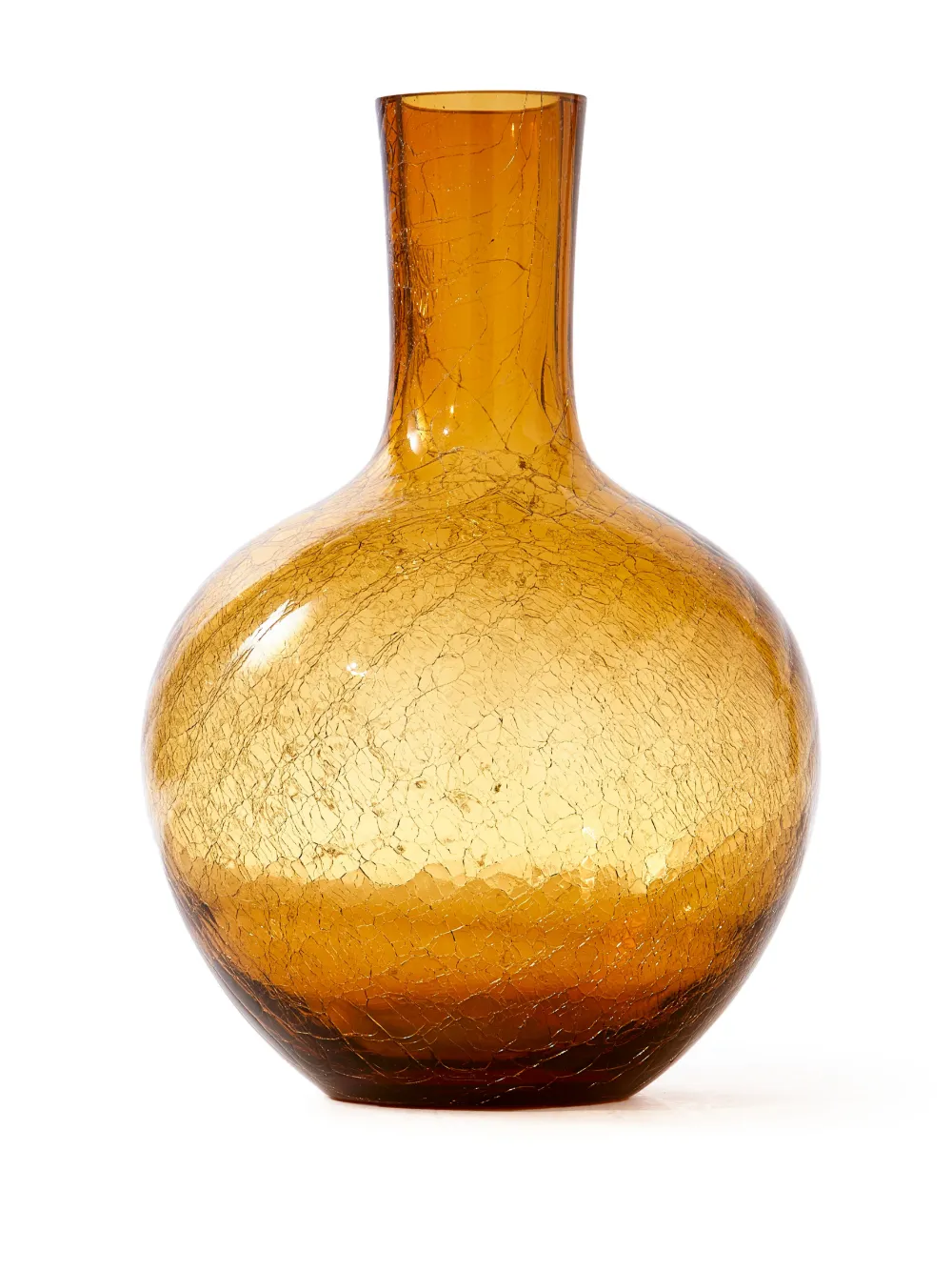 Polspotten Large Cracked-effect Glass Vase In Yellow