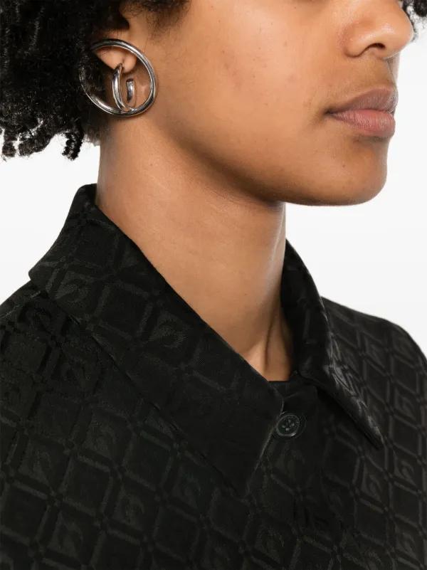 Marine Serre Moon Diamant-jacquard Cropped Jacket | Black