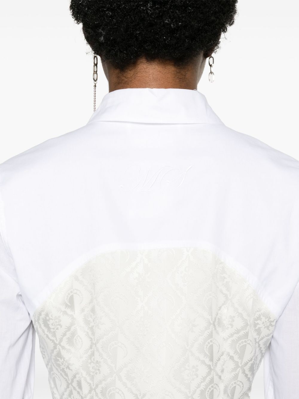Shop Marine Serre Household Corset-style Cotton Shirt In White
