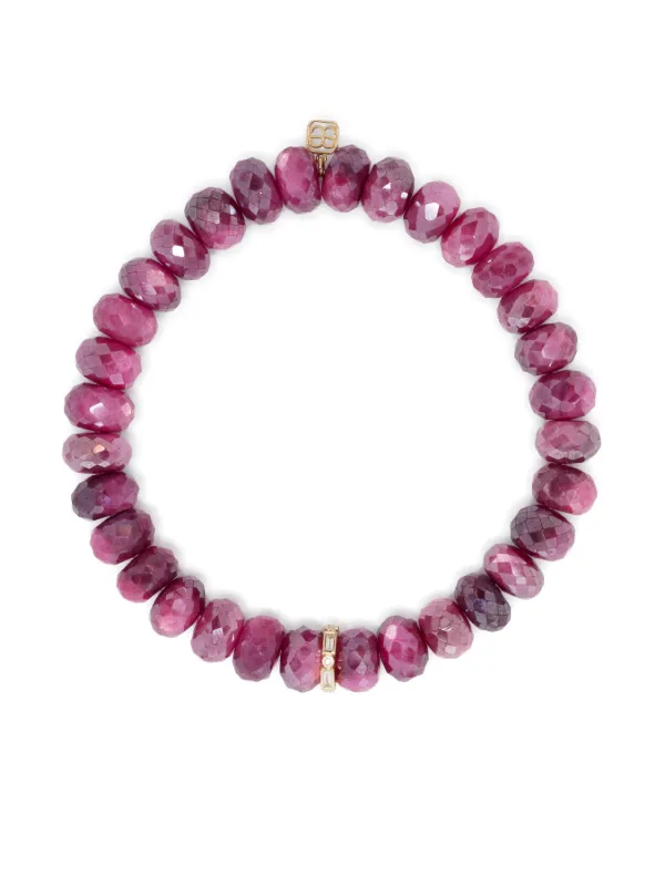 Sydney Evan 14kt Yellow Gold Diamond and Moonstone Bracelet in Pink