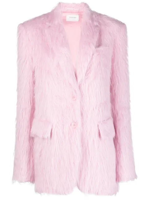 Sportmax single-breasted faux-fur blazer