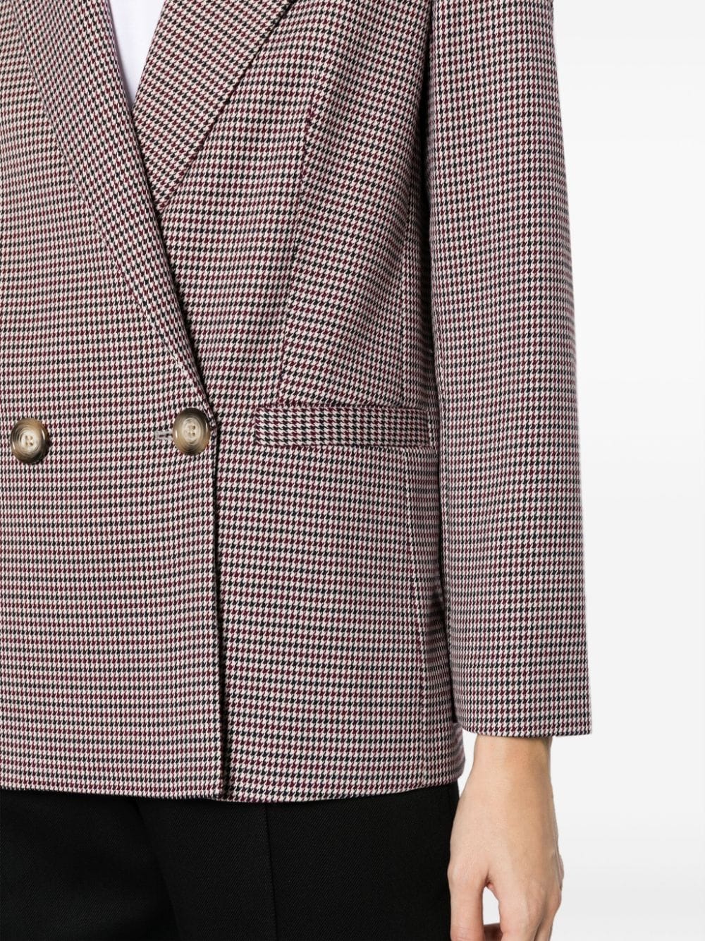 Shop Merci Houndstooth-pattern Double-breasted Blazer In Red