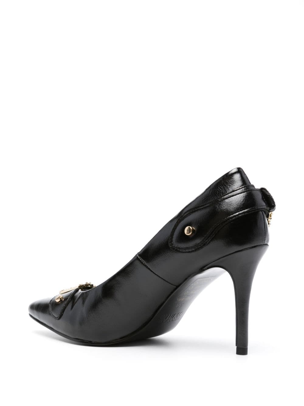 Shop Versace Jeans Couture Baroque-buckle 90mm Stiletto Pumps In Black