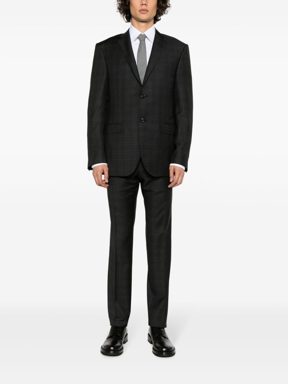 Shop Corneliani Checked Single-breasted Suit In Grey
