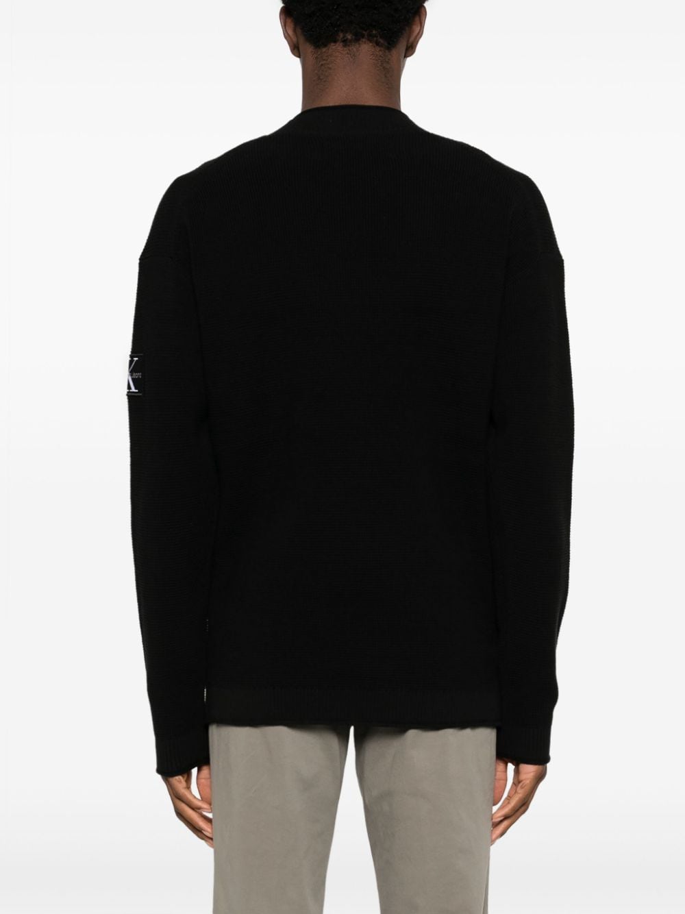 Shop Calvin Klein Logo-patch Cotton Jumper In Black