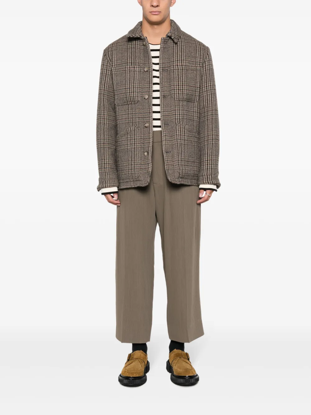 Altea check-pattern virgin wool shirt jacket - Bruin