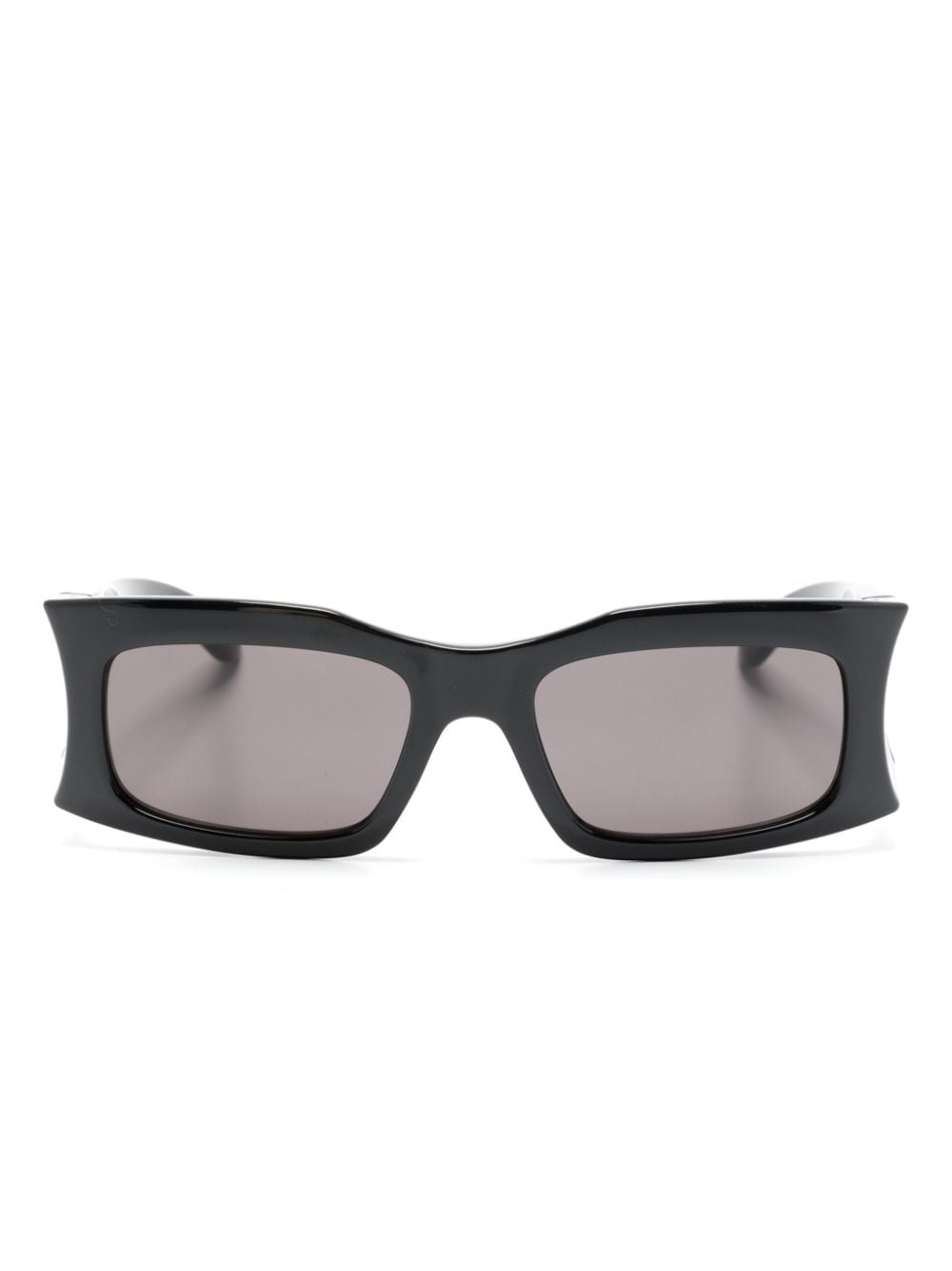Balenciaga Logo-plaque Square-frame Sunglasses In Black