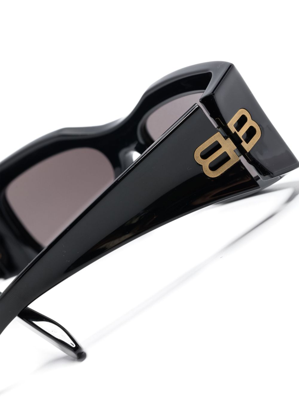 Shop Balenciaga Logo-plaque Rectangular-frame Sunglasses In Black