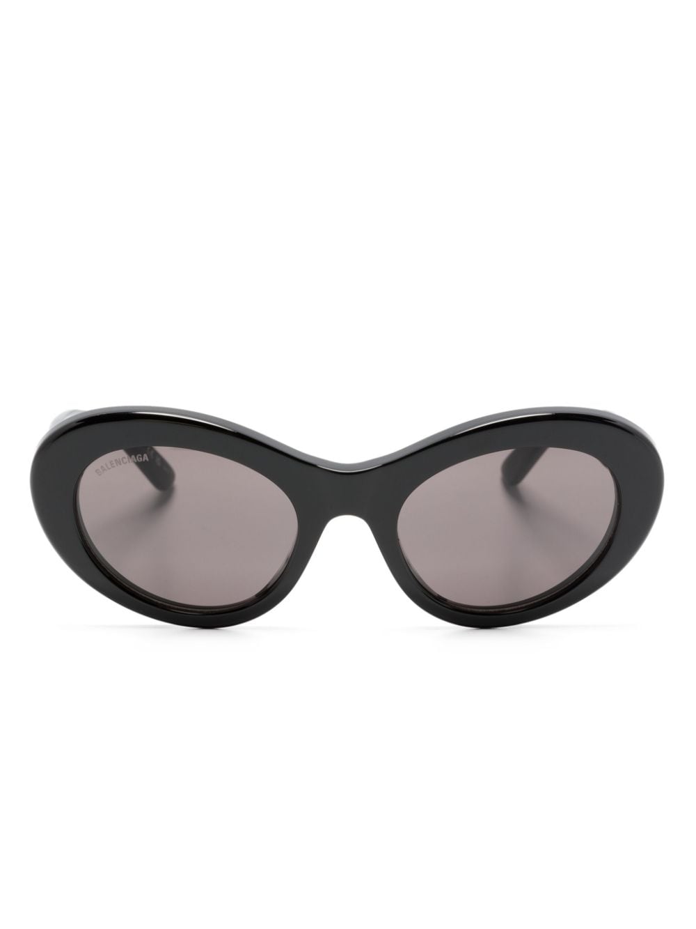 Balenciaga Logo-plaque Round-frame Sunglasses In Black