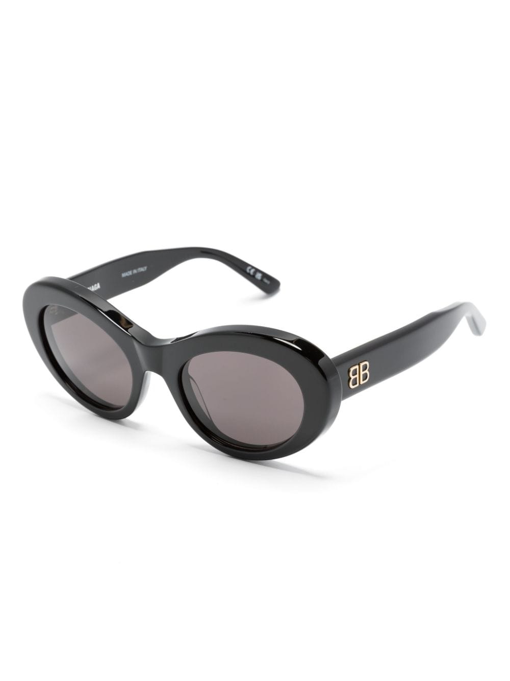 Shop Balenciaga Logo-plaque Round-frame Sunglasses In Black