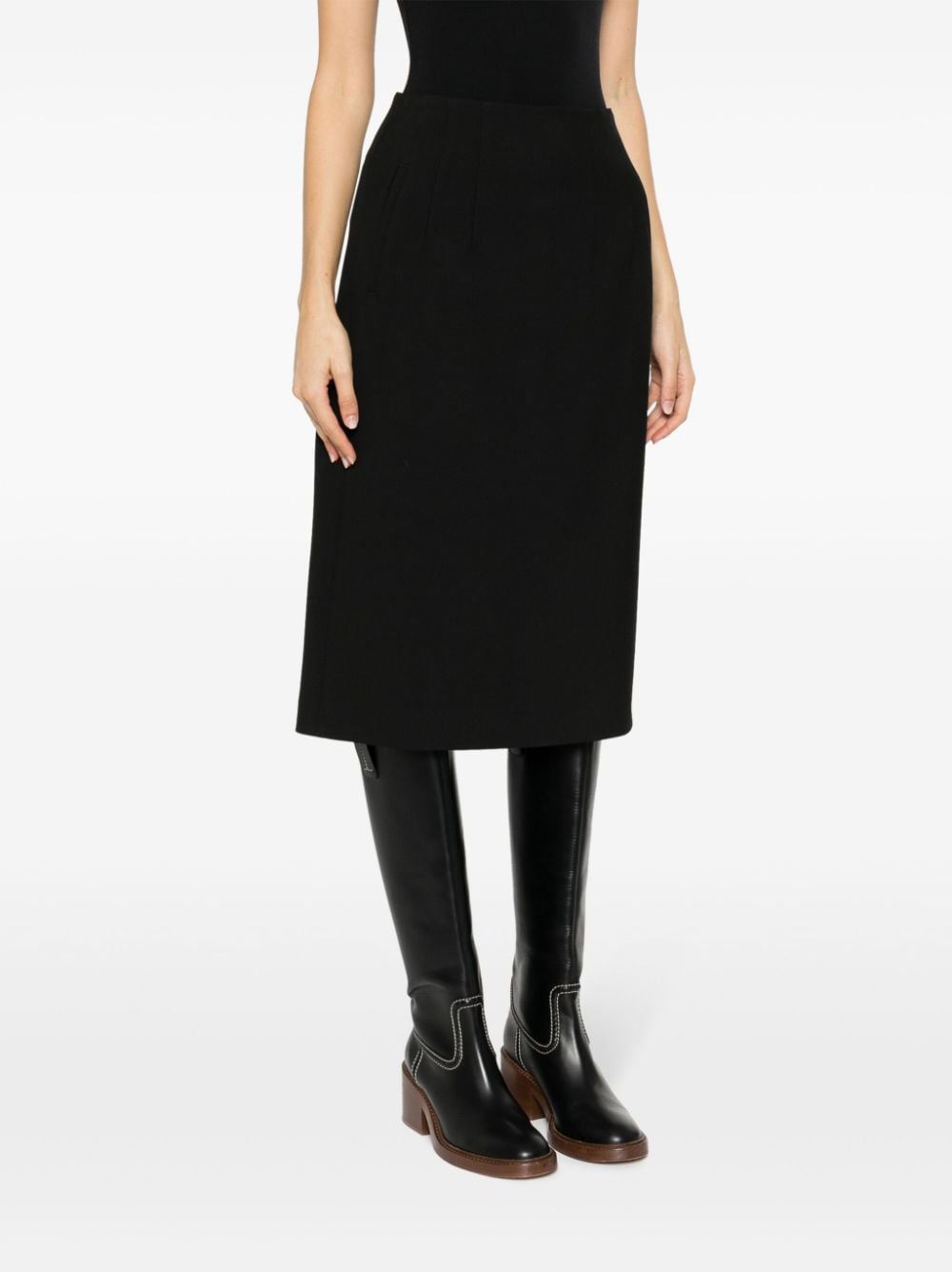 Shop Peserico High-waist Straight Midi Skirt In Black