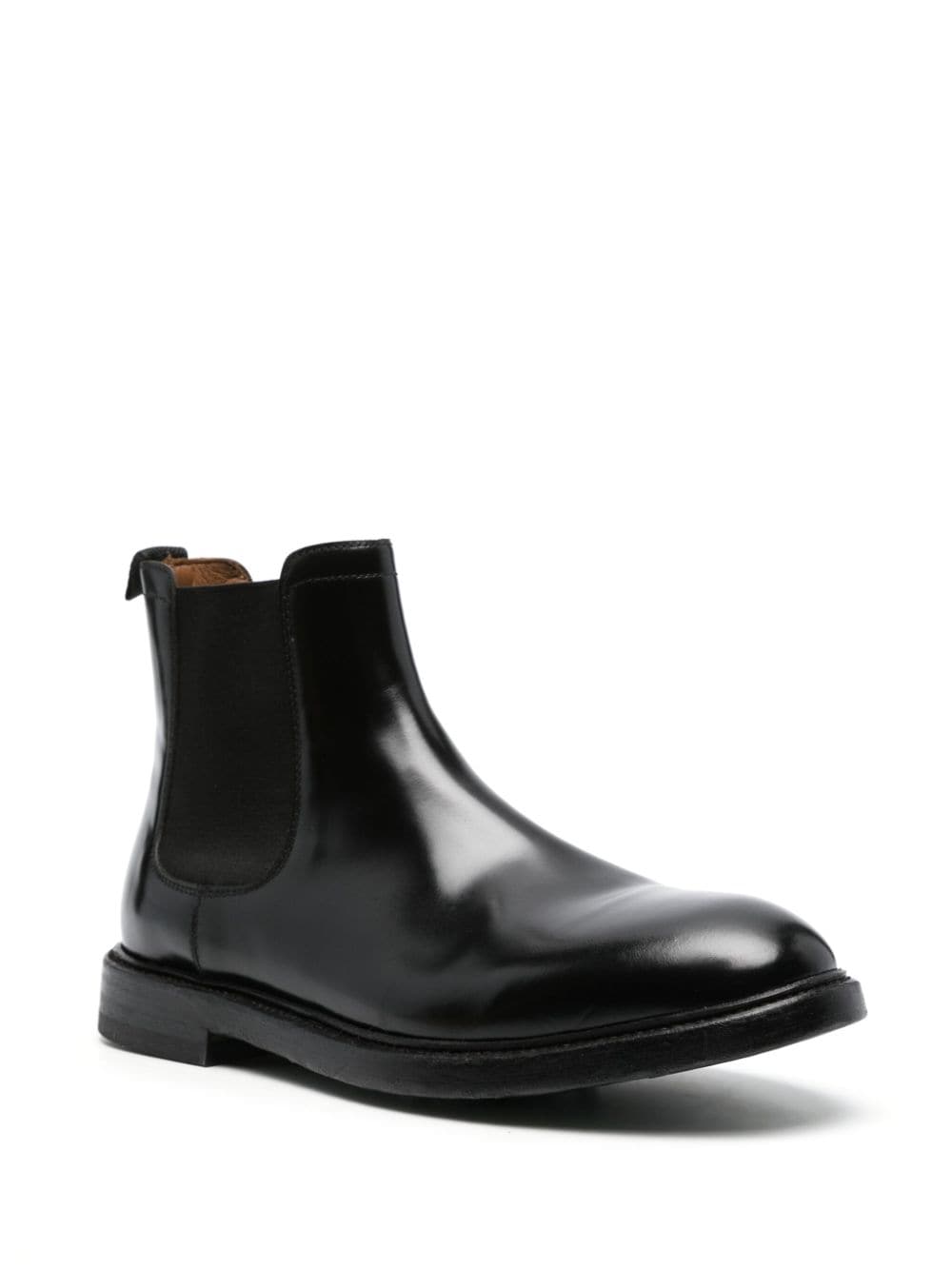 Shop Cenere Gb Flat Leather Ankle Boots In Black