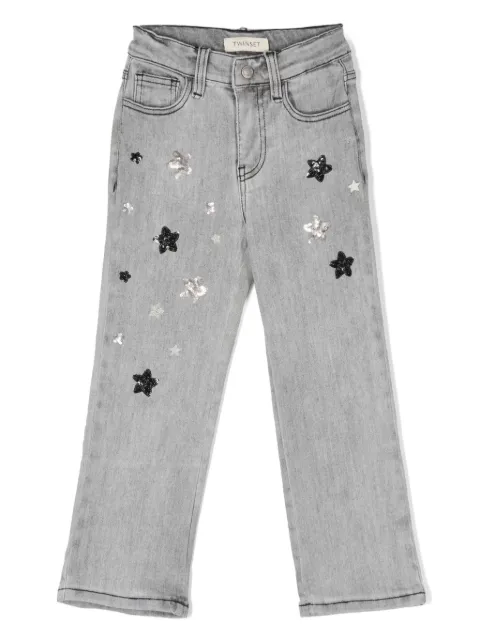 TWINSET Kids sequin-embellishment straight-leg jeans