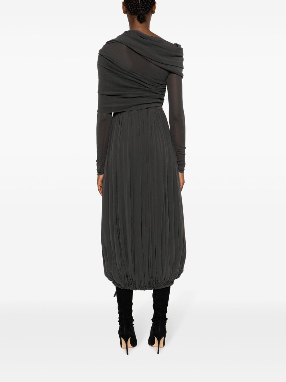 Shop Philosophy Di Lorenzo Serafini Draped-design Long-sleeve Dress In Grey