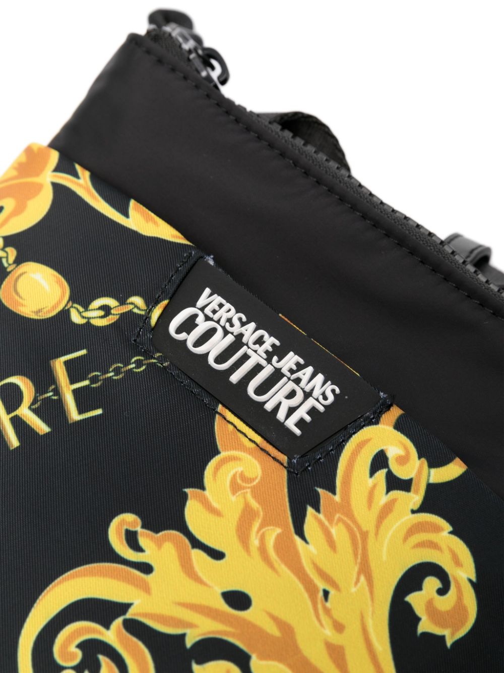 Shop Versace Jeans Couture Chain Couture-print Messenger Bag In Black