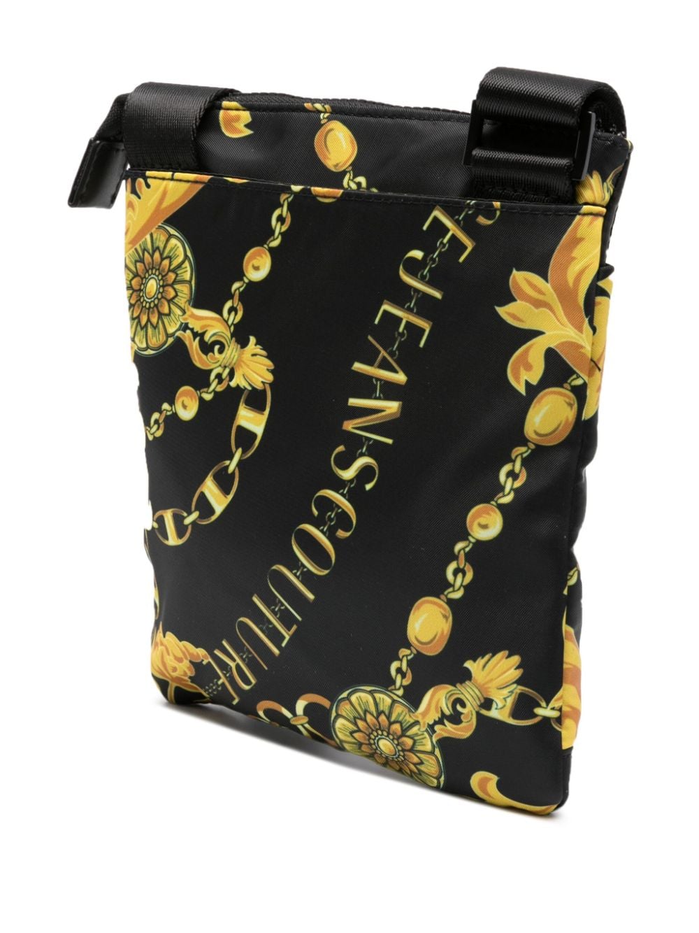 Shop Versace Jeans Couture Chain Couture-print Messenger Bag In Black