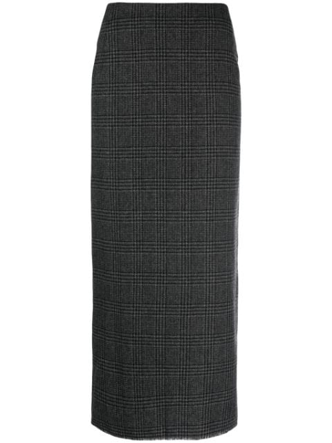 Yohji Yamamoto check-pattern wool blend pencil skirt 