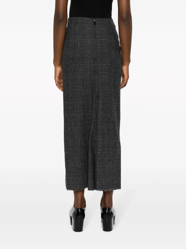 Yohji Yamamoto check-pattern Wool Blend Pencil Skirt Grey