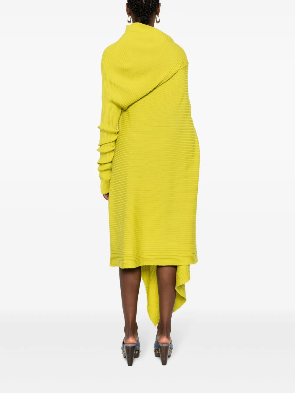 Draped Merino Wool Midi Dress