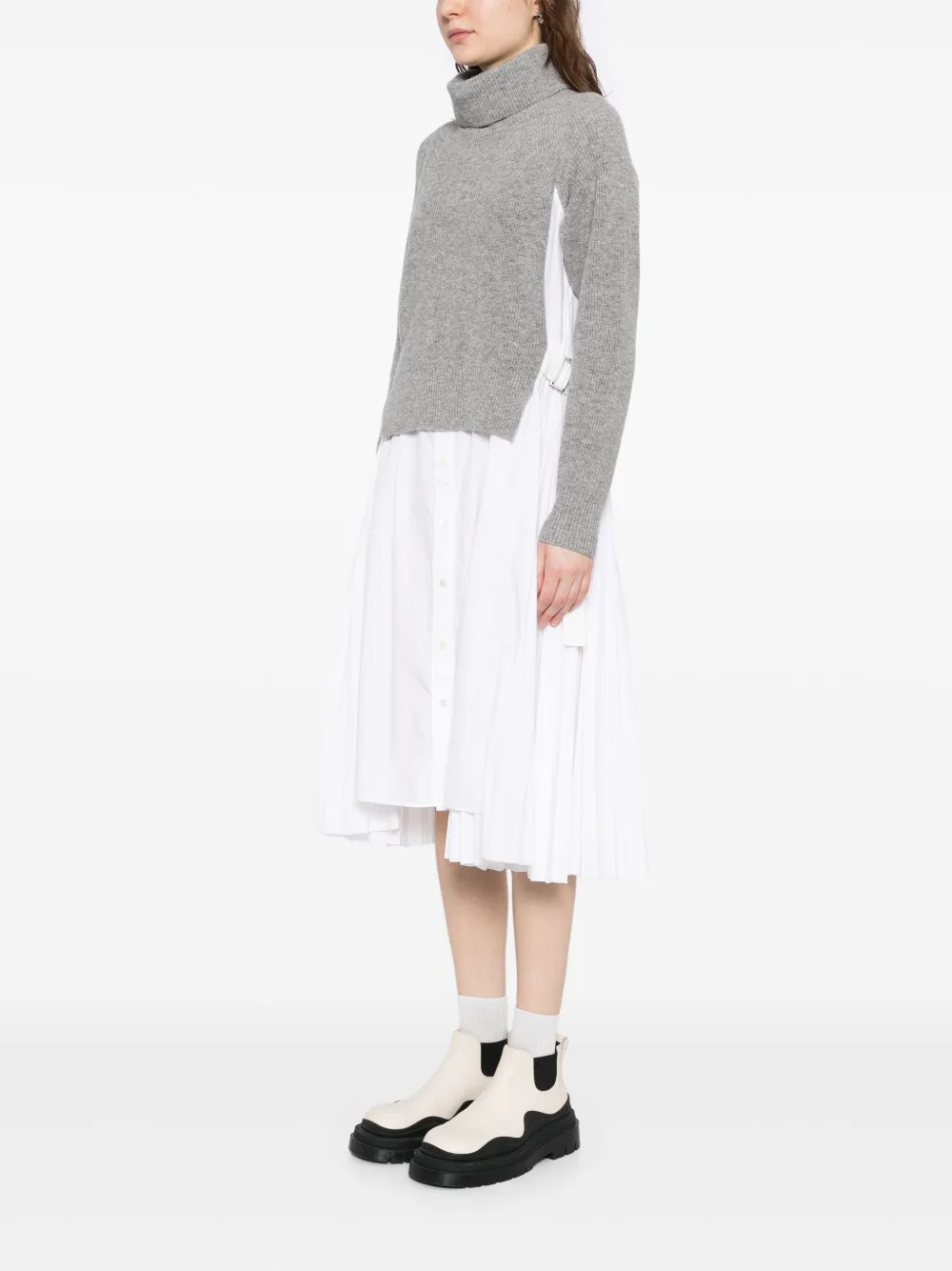 sacai Jurk met col Grijs