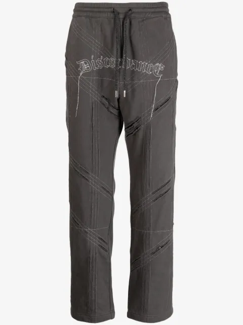 Children Of The Discordance logo-embroidered distressed track pant