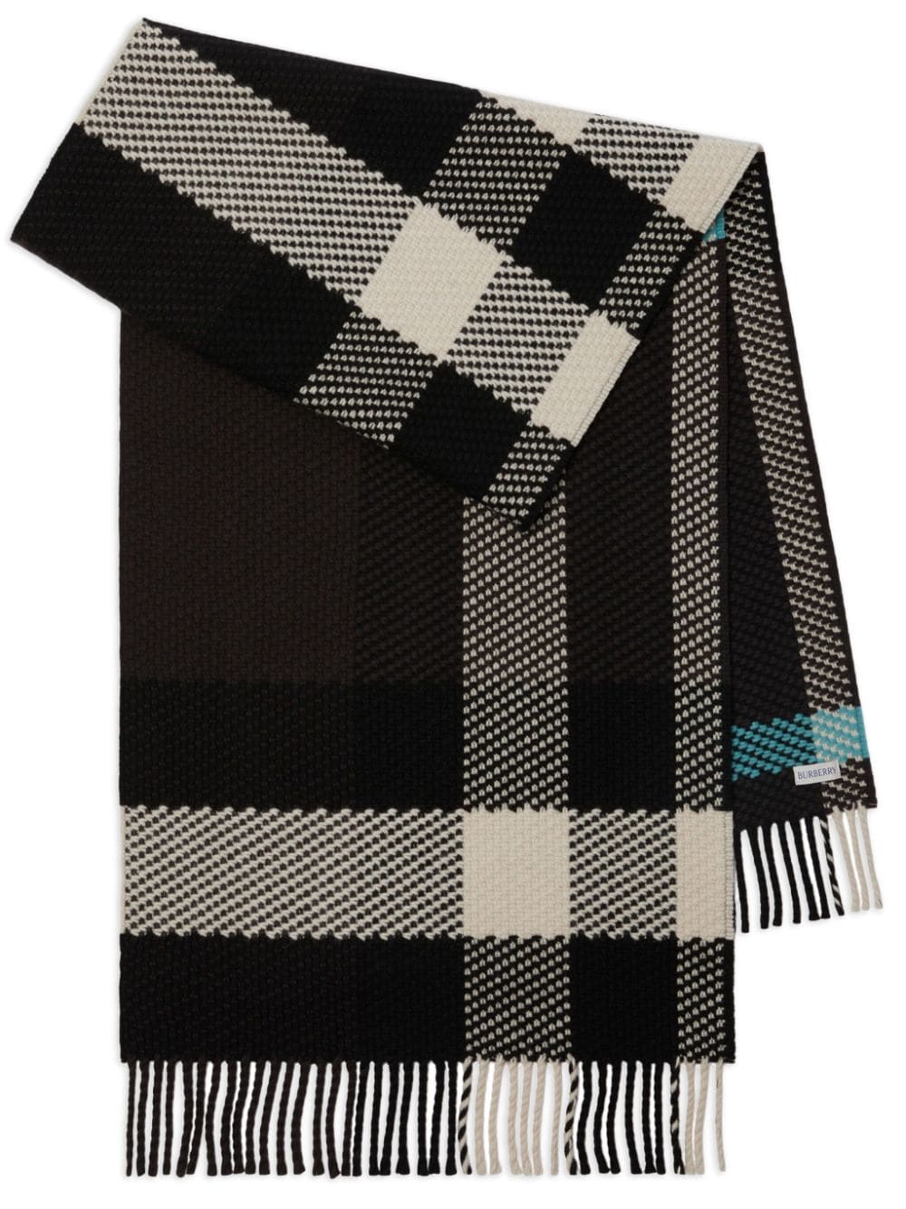 Burberry Check-pattern Wool Scarf In Black