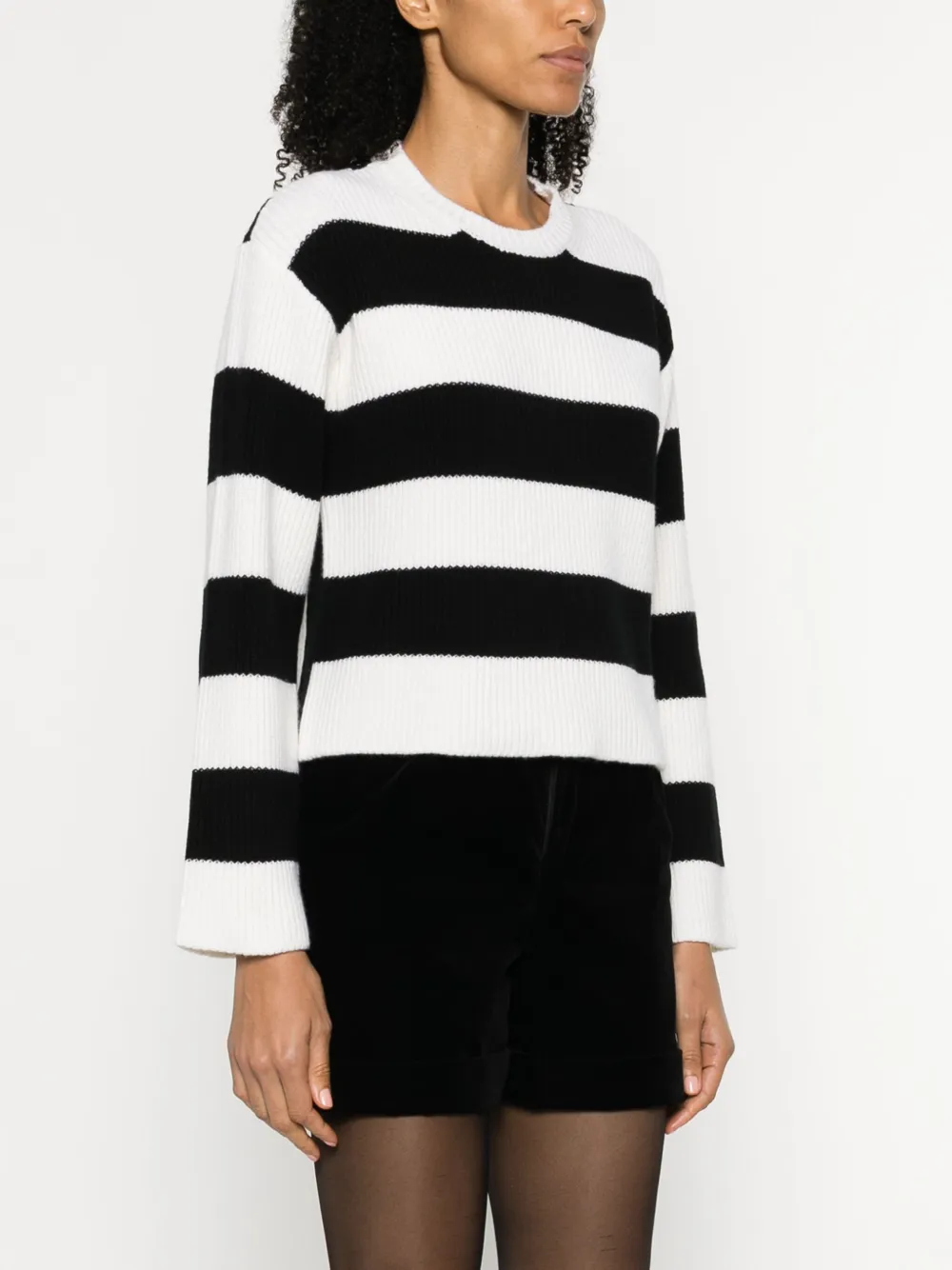 Shop Valentino Striped Virgin Wool Jumper In Black