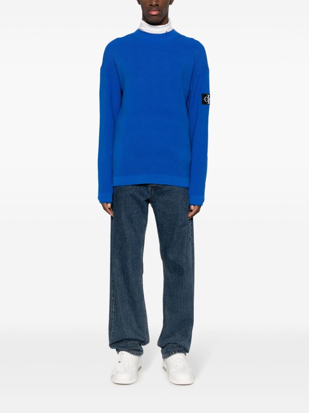 Calvin Klein logo-patch cotton jumper - Blauw