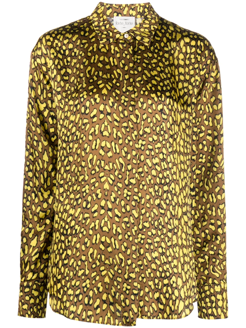 Forte Forte Animal-print Satin Shirt In Gold