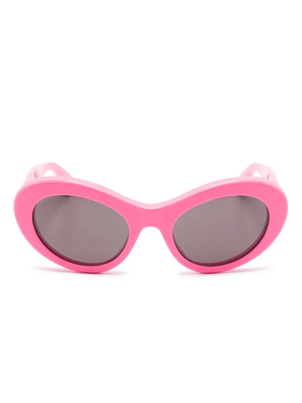 Balenciaga Eyewear logo-plaque round-frame Sunglasses Pink FARFETCH PH
