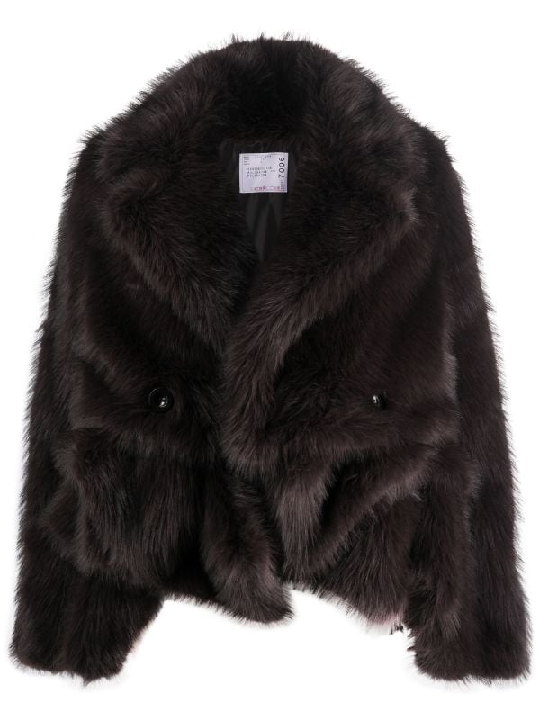 SAINT LAURENT Asymmetric Faux Fur Coat for Men