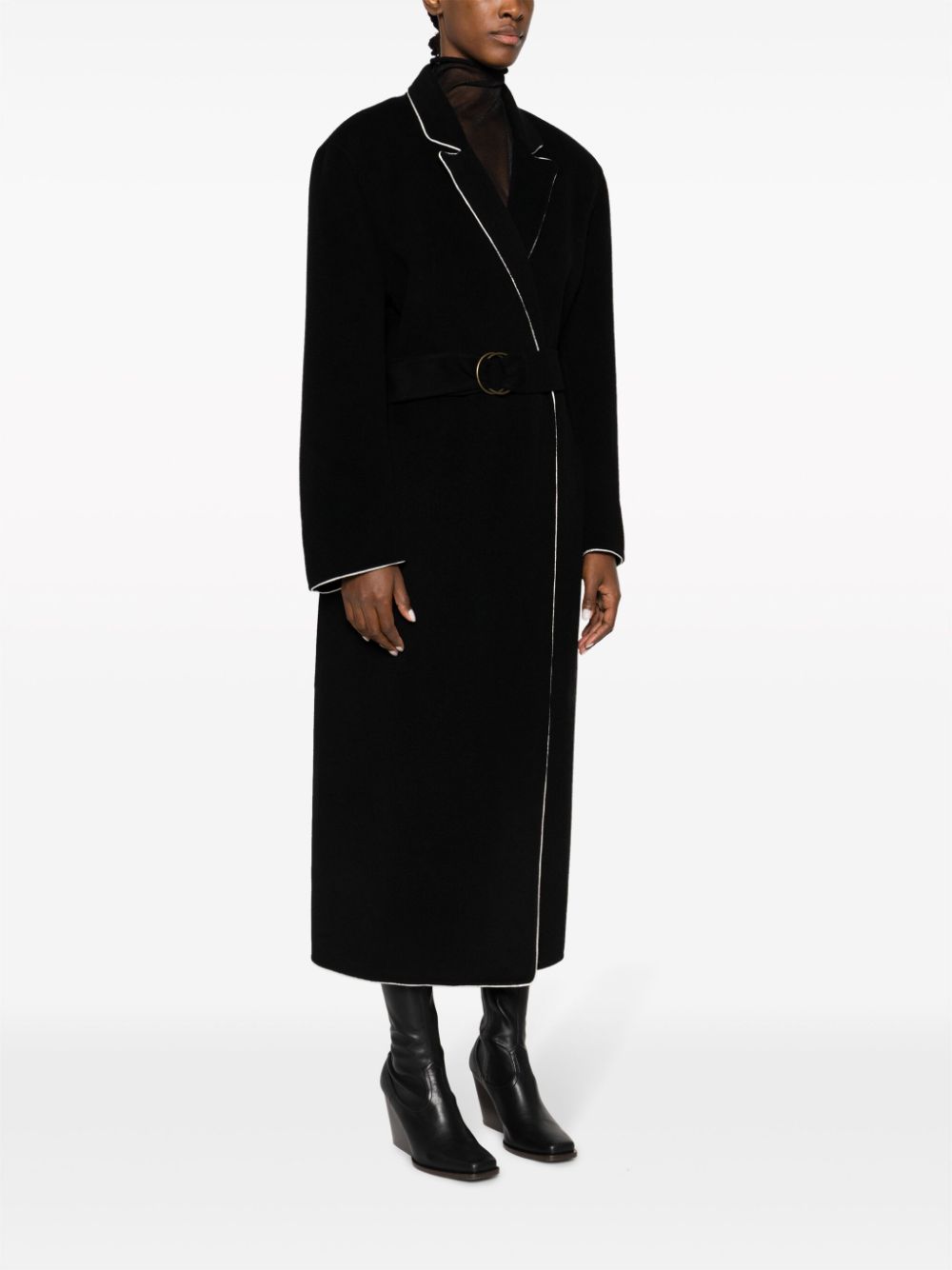 Shop Philosophy Di Lorenzo Serafini Belted Wool Coat In Black