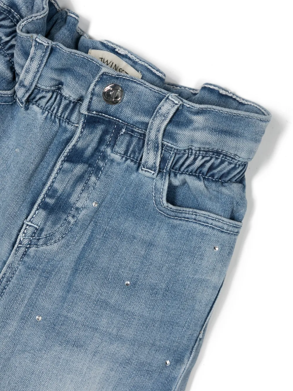 TWINSET Kids Jeans met paperbag taille Blauw
