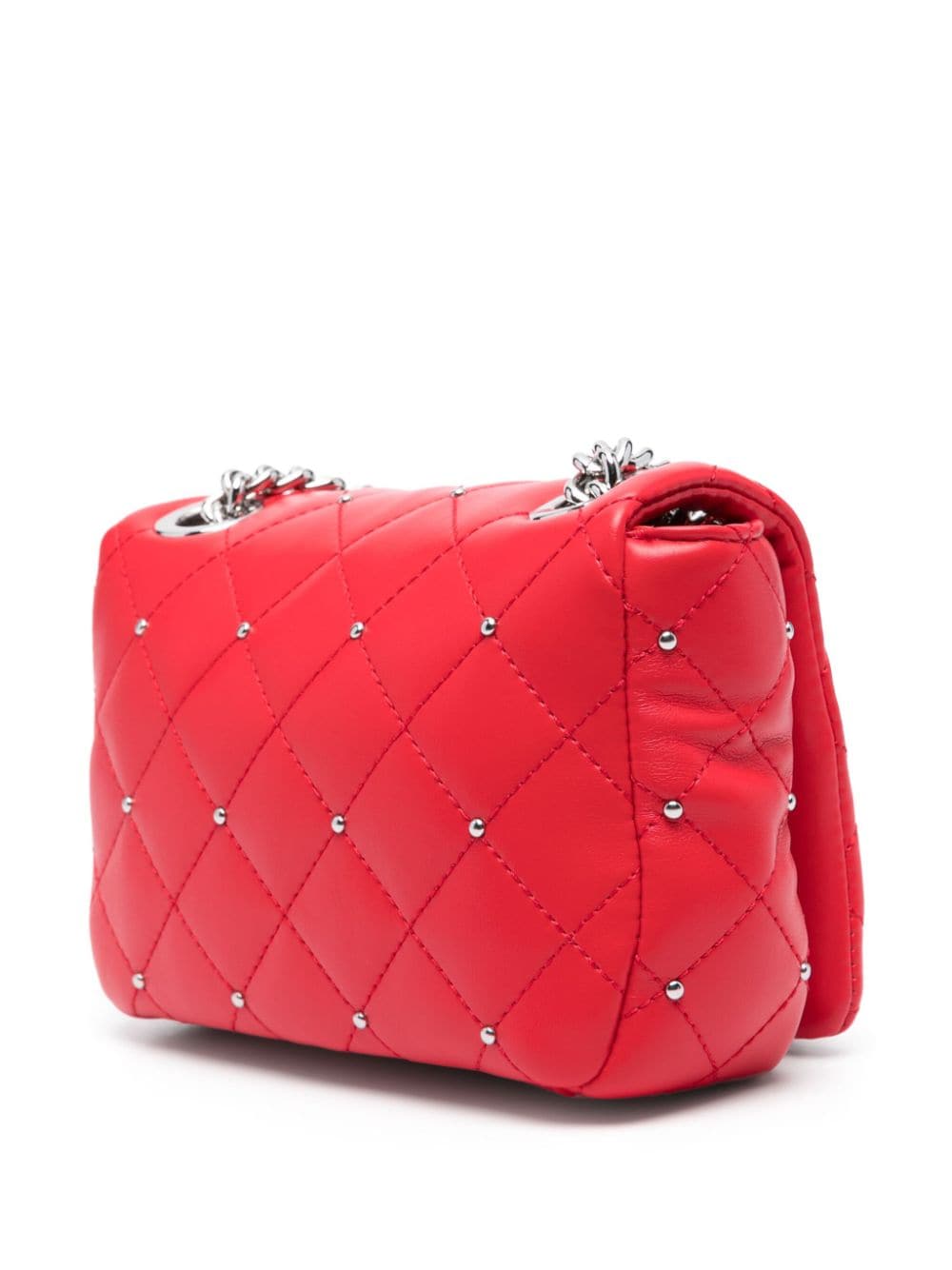 Shop Versace Jeans Couture Quilted Studded Crossbody Bag In Red